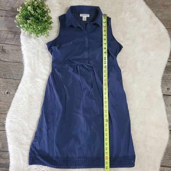 Motherhood Maternity Blue Button-Up Sleeveless Eyelet Dress, Size Small - Picture 5 of 9